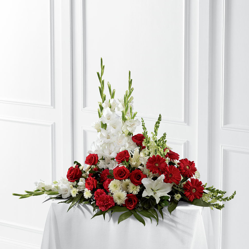 Crimson & White Arrangement – EMERY'S FLOWERS & CO, Maumee OH