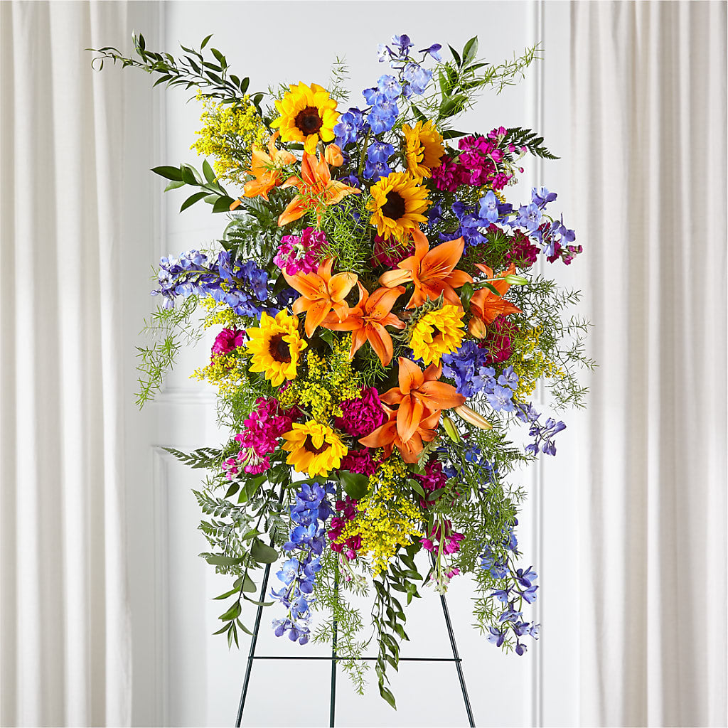 Sunlit Memories Standing Spray (Standard) – EMERY'S FLOWERS & CO, Maumee OH
