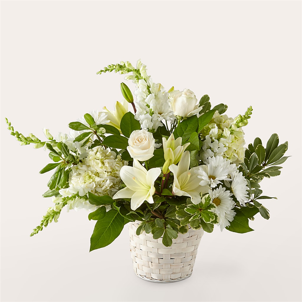 Ivory Elegance Floral Basket – EMERY'S FLOWERS & CO, Maumee OH