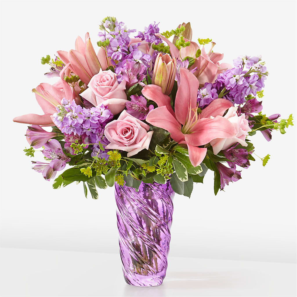 Precious Petals Bouquet with Luxe Swirl Vase – EMERY'S FLOWERS & CO, Maumee OH