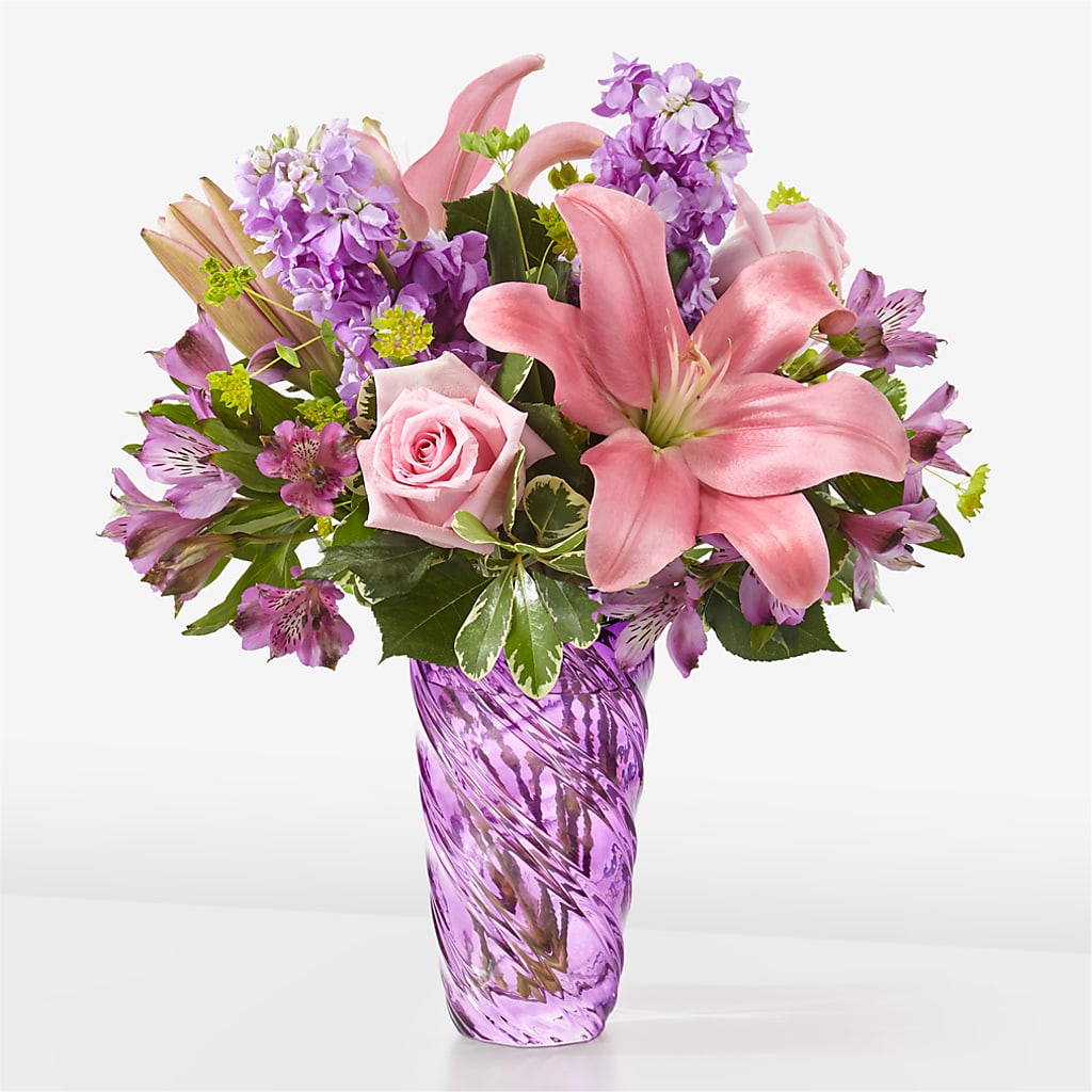 Precious Petals Bouquet with Luxe Swirl Vase – EMERY'S FLOWERS & CO, Maumee OH