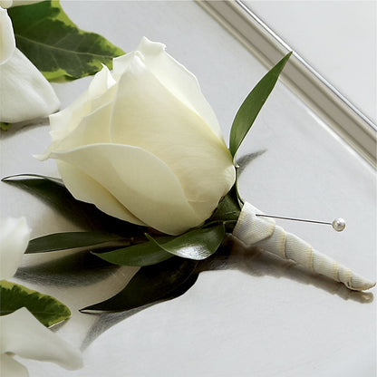 White Rose Boutonniere – EMERY'S FLOWERS & CO, Maumee OH